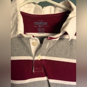 Rugby Striped Jersey Polo Maroon and Heather Gray Size 10/12